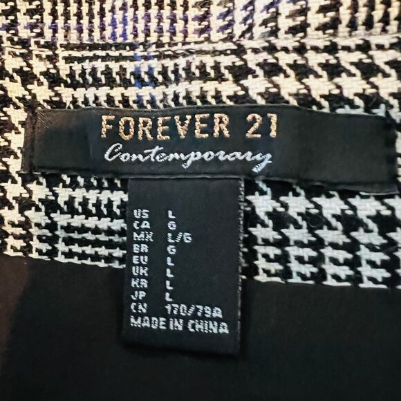F21 Houndstooth Mini Skirt Zip Front Mod Short Black White - L - Picture 5 of 5